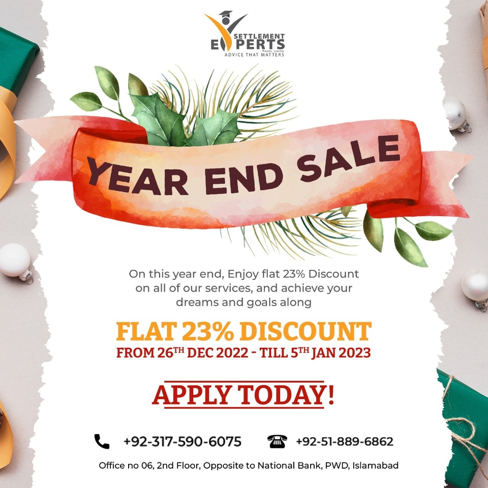 Enjoy 23% off on our immigration & consultancy services in dubai & pakistan for the newyear